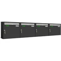 AL Briefkastensysteme Basic 4er Briefkasten RAL 7016 Anthrazit inkl.