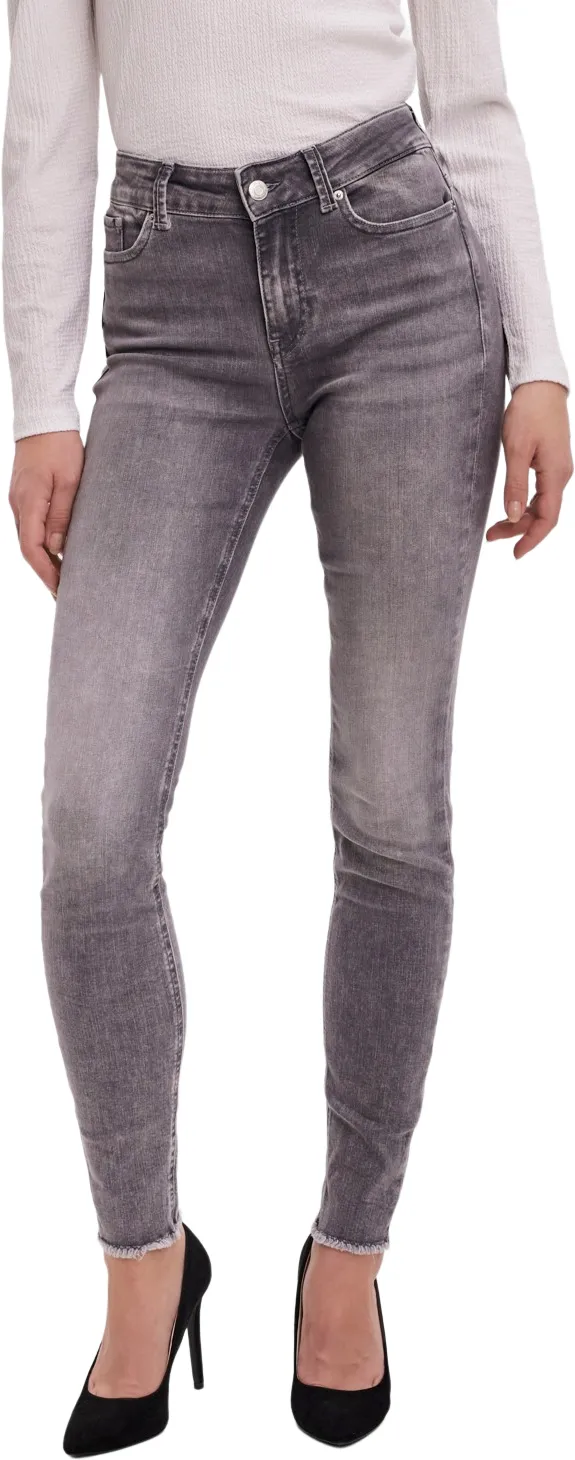 Vero Moda Damen Jeans VMPEACH Skinny Fit Grau 10255749 Normaler Bund Reißverschluss M - 30