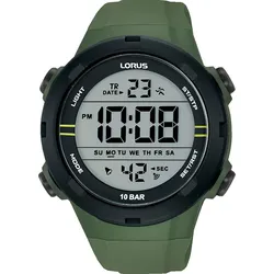 Chronograph LORUS, olivgrün, Armbanduhren, Herren, Quarz,Armbanduhr,Herrenuhr,Silikonarmband,digital,Datum,Stoppfunktion