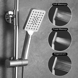JOHO Thermostat Duschset Duschsystem Regendusche Duschgarnitur Duscharmatur mit 304 Edelstahl Kopfbrause (Eckig 30x30cm)