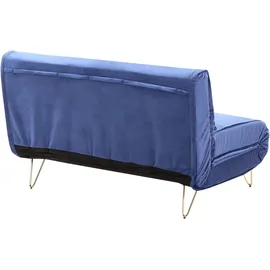 Beliani Schlafsofa Samtstoff 2-Sitzer Marineblau