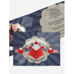Foto Weihnachtseinladung selbst gestalten mit Spruch und Fotos im Onlinedesigner bei Meine-Kartenmanufaktur.de