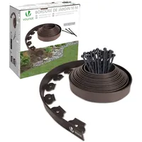 VOUNOT® Flexible Rasenkante Kunststoff mit 30 Erdanker, Länge 10m Höhe 5cm, Braun