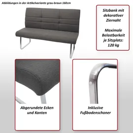 MCW Esszimmerstuhl Textil grau-braun 2er Set