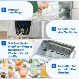 Homcom Eiswürfelmaschine, Ice Maker 9 Eiswürfel in 6-10 Min., 12kg/24h, mit 2L Wassertank, Eiswürfelbereiter mit Selbstreinigungsfunktion,