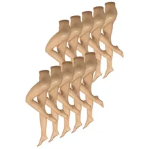 NUR DIE Feinstrumpfhose Transparent 10 Paare Beige L-XL