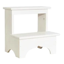 WellHome - Stufenhocker aus Holz, Weiß-Finish 40x30x40 cm