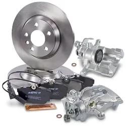 Atec 2x Bremsscheibe +Beläge +Bremssättel Hinterachse für Seat, VW