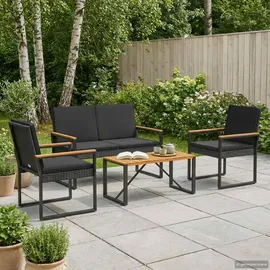 vidaXL Gartenmöbel-Set 4-tlg. Schwarz