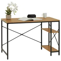 Schreibtisch TAVIRA im Industrial Stil aus Metall in schwarz und MDF Wildeiche, Tisch im minimalistischen Vintage Look mit 2 offenen Fächern