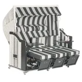 SonnenPartner Strandkorb Classic 3-sitzer Halbliegemodell Weiß/schwarz Mit Sonderausstattung - Sonnenpartner