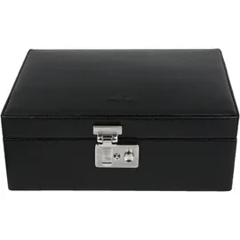 Windrose Uhrenbox Beluga aus Leder für max. ØUhren 34 mm Schwarz