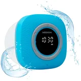 MEDION P66096 Duschradio mit Bluetooth (Badradio, UKW Radio, Saugnapf, LED-Display, IPX6 Wasserdicht, integrierter Akku) blau
