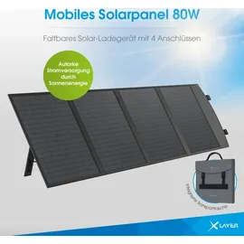 Xlayer Solarpanel faltbar I 80W I tragbare Solartasche I Solaranlage I USB-C I mobile Stromversorgung I schnelle Ladung I Camping Zubehör Solarmodul Wohnwagen Reisen Survival Outdoor
