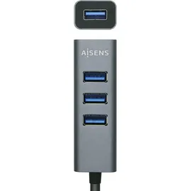 AISENS A106-0507 HUB USB 3.0 Typ A/M-4xTyp A/H, grau, 10 cm