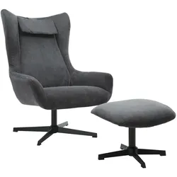SalesFever Sessel und Hocker Cordoptik - Schwarz