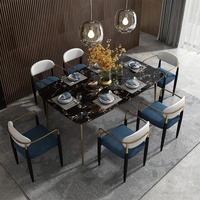 JVmoebel Stuhl Klassischer Tisch Esstisch Holz Garnitur 6x Stuhl Set Stuehle Lehn blau