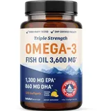 Omega-3 Fischöl Nahrungsergänzungsmittel 3600 mg | EPA & DHA | Beste Quelle von Omega 3 | Nicht GMO Burpless Lemon Softgel Kapseln 2000mg Plus (120 Pillen)