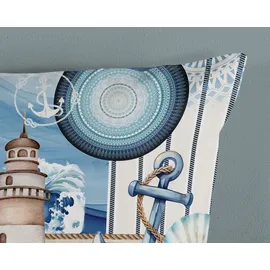 HIP Bettwäsche, Wendebettwäsche, Mako-Satin, Reißverschluss, Wendeoptik, Mandala, Maritim, blau,