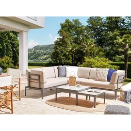 Beliani Lounge Set 6-tlg. Grau/Beige
