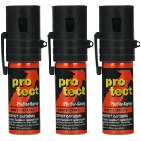 3X Protect Anti-Dog Breitstrahl 15ml Pfefferspray mit seitlichem Clip und Sprühkappe mit Fingerschutz - zur Tierabwehr