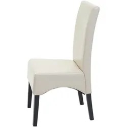 Mendler Esszimmerstuhl Latina, Küchenstuhl Stuhl, Leder ~ creme, dunkle Beine