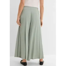bonprix Culotte BONPRIX "Jersey-Culotte mit weitem Bein", Damen, Gr. 52/54 (XXL), N-Gr, grün (rauchgrün), Obermaterial: 70% Modal, 30% Polyester, loose fit, Hosen Culotte, aus Modal und Polyester, Loose fit Passform, weites Bein