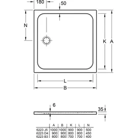 Villeroy & Boch Lifetime Plus 90x90x3,5cm, weiß Antirutsch