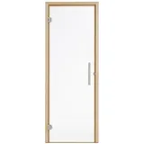 InfraWorld Saunatür Exklusiv 1/2/3 und Large mit Holzrahmen und Türgriff - 8 mm ESG (ohne Schwelle) 715 x 1897 mm (Exklusiv 2, Türanschlag rechts, klar)
