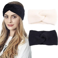 Winter Stirnband für Damen,Ohrenwärmer Gestricktes Stirnband,Elastische Häkel-Fleece Warmes Haarband Kopfwickel für Outdoor Sport(2 Farben)