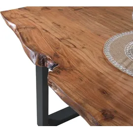 G + K Esstisch - Akazie massiv lackiert - Metallgestell - 160 x 90 cm