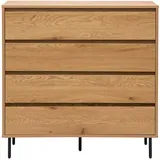 miliboo Kommode mit 4 Schubladen 100 cm Eiche / Beige