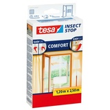 Tesa Fliegengitter für Türen - Insektenschutz Tür mit Klettband - Fliegen Netz ohne Bohren - Weiß ( 2 x 65 cm )120 cm x 250 cm