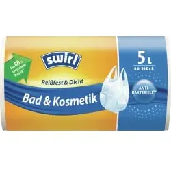 Swirl® Müllbeutel mit Tragegriff Bad & Kosmetik 4008871215642 , 1 Rolle = 40 Stück, Volumen: 5 Liter