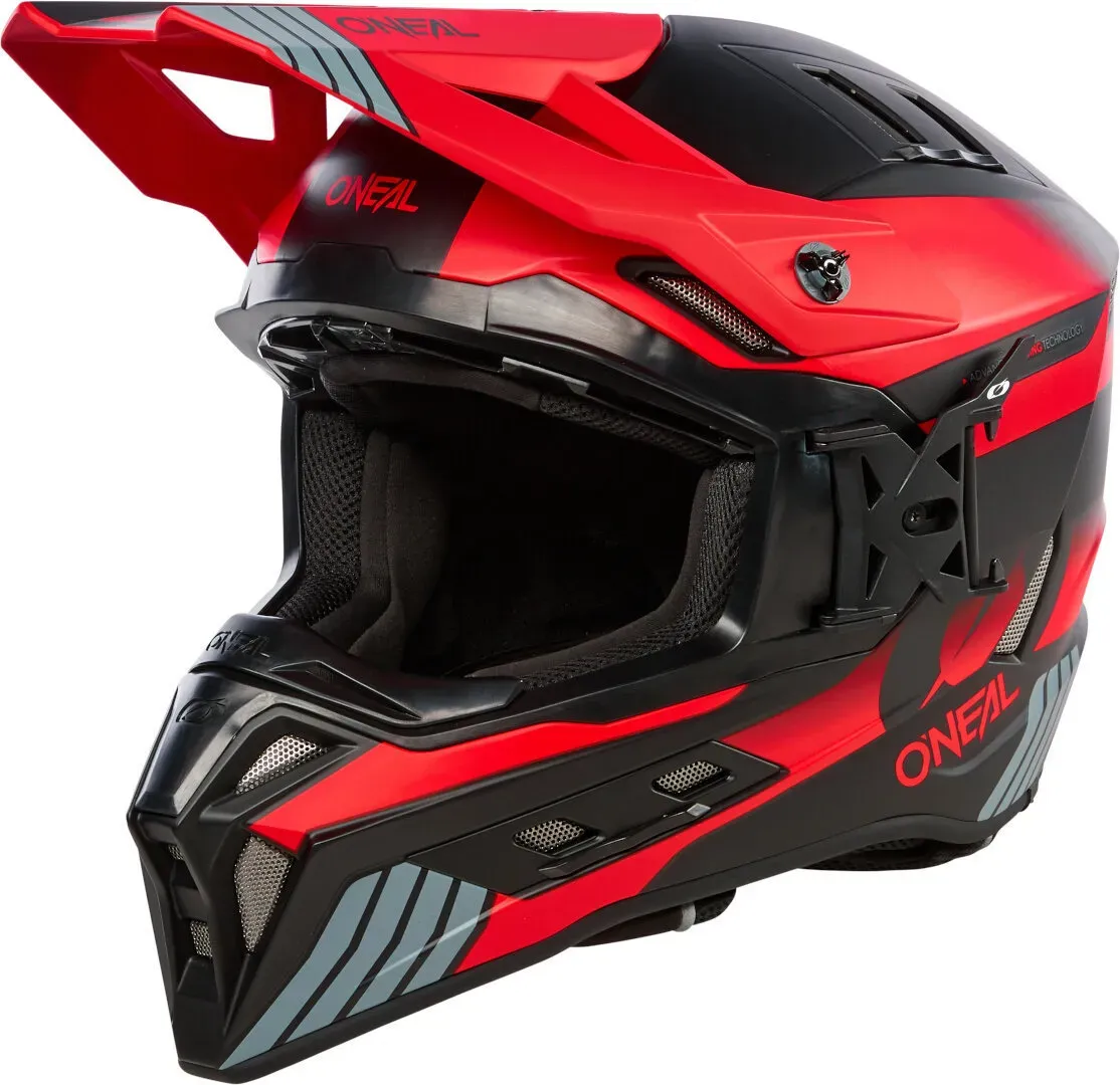 Oneal EX-SRS Hitch Motocross Helm, schwarz-grau-rot, Größe L für Männer