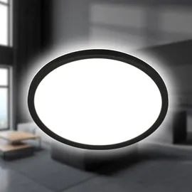 Briloner LED-Deckenleuchte Pulap, Schwarz - 29 cm, Kunststoff, IP44
