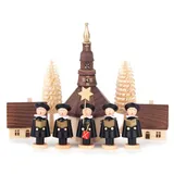 DREGENO Seiffen eG Kurrende schwarz mit Seiffener Dorf Kirche Häuser und Ringelbäumchen 10 teilig