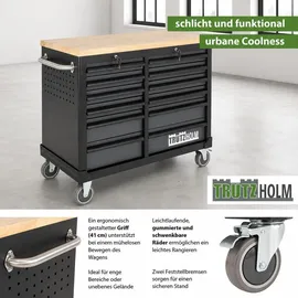 Trutzholm Werkstattwagen DELUXE 12 Schubladen 123 cm Breite unbestückt mit massiver Arbeitsplatte Anthrazit