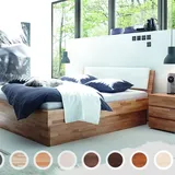 Hasena Wood-Line Massivholzbett Premium Practico/Varus 200x200 cm / Buche kirschbaumfarbig, lackiert / Anthrazit