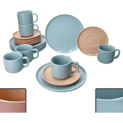 Ritzenhoff 18tlg Kaffeeservice Jasper DUO Graublau Puder Tasse Untertasse Teller