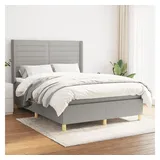 vidaXL Boxspringbett mit Matratze Hellgrau 140x200 cm Stoff
