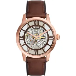 Automatikuhr FOSSIL "TOWNSMAN", braun, Armbanduhren, Herren, Armbanduhr, Herrenuhr, Mechanische Uhr, Lederarmband, analog