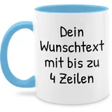 Tasse Tassen 325ml - Aufdruck selbst gestalten - Wunschdruck Text Namen - 325 ml - Hellblau - namenstassen 4 zeilen selber bedrucken kaffeetasse namensbecher name personalisierter teetasse