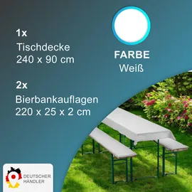 nyvi Bierbankauflagen Set 240 x 90 cm weiß 3-tlg.