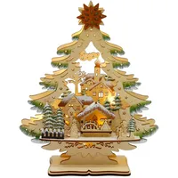Hti-Living LED Schwibbogen Weihnachtsbaum mit verschneitem Winterdorf