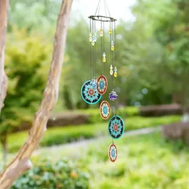 YU FENG Blumen Windspiel für Draußen Glasperlen 58cm Garten Deko