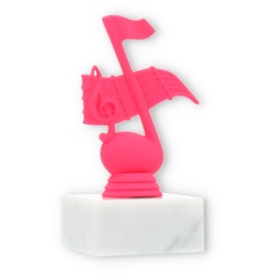 Pokal Kunststofffigur Note pink auf weißem Marmorsockel 13,3cm