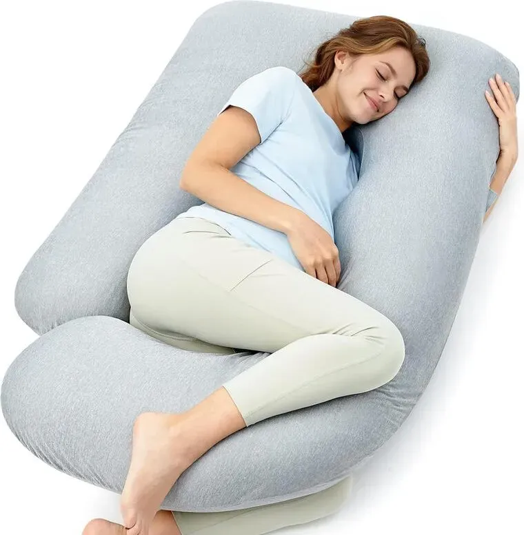 Momcozy Kühl-Touch U-förmiges beidseitiges Schwangerschaftskissen (Grau)