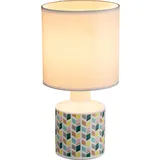 GLOBO Schreib Tisch Lampe Ess Zimmer Keramik Stoff Beistell Lese Leuchte Rauten Muster