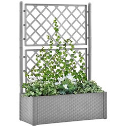 vidaXL Hochbeet Garten-Hochbeet mit Spalier und Selbstbewässerungssystem Grau (1 St) grau 100 cm x 142 cm x 43 cm